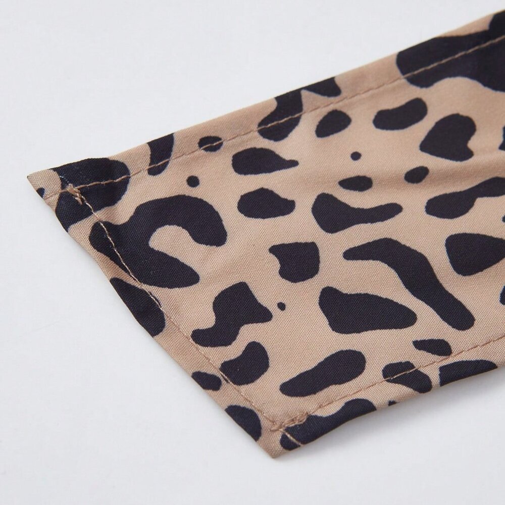 Khaki Casual Women's Leopard Print Twist Knot Mini Skirt - Picture 7 of 8